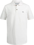 Calvin Klein Boys Short Sleeve Micro Pique Solid Polo, Button Closure, Soft & Comfortable