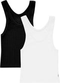Hanes Women's Originals Rib Crop Tank Top 2-Pack, Comfywear Stretch Cotton Cropped Top
