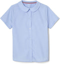 French Toast Peter Pan Collar Short Sleeve Blouse (Girls Standard & Plus Sizes), Blue,