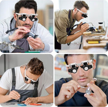 Load image into Gallery viewer, 2-LED Head-Mounted Magnifier Glasses – 8x/15x/23x with Repair Light