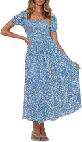 ZESICA Womens 2026 Summer Boho Floral Ruffle Maxi Dress