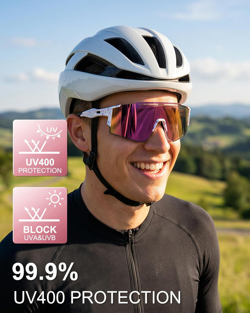 OULAIQI Cycling Sunglasses Polarized Sunglasses for Cycling Men Women with 1 Lens or 3 Interchangeable Lens Baseball Glasses