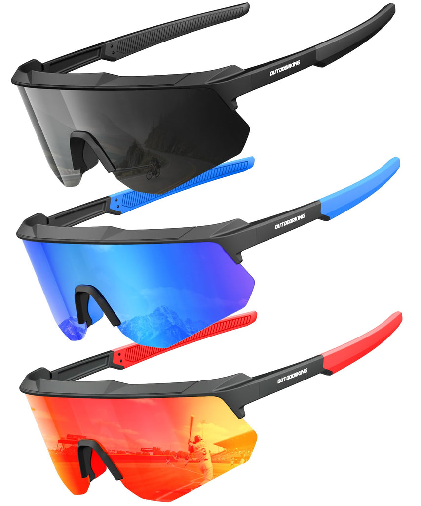 Polarized Sports Sunglasses for Men Women, UV400 Protection Mens Sunglasses Wrap Around Sun Glasses for Cycling Running
