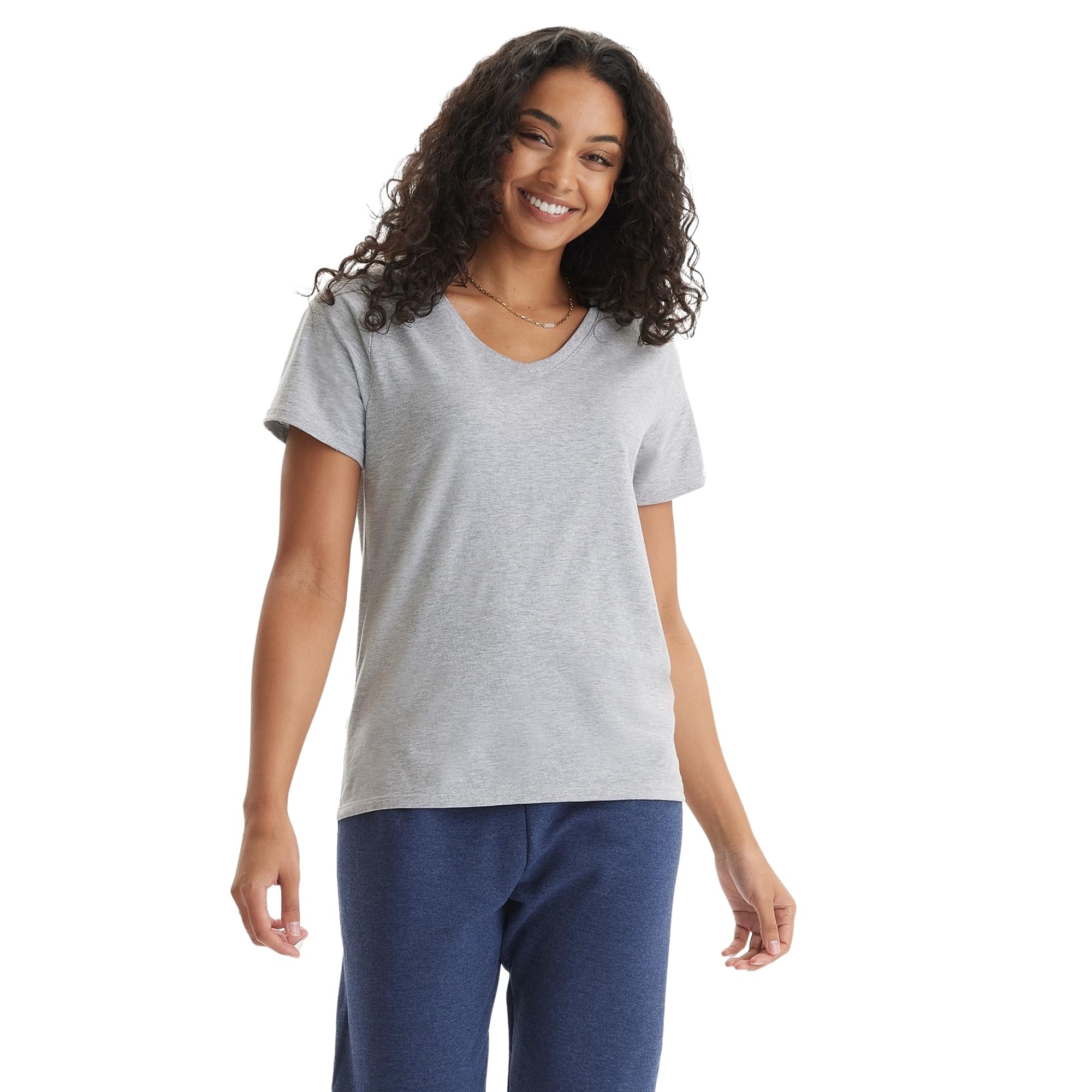 Hanes Women's Perfect-T V-neck T-shirt, Cotton Short Sleeve Tee for Women, 1 or 2-Pack
