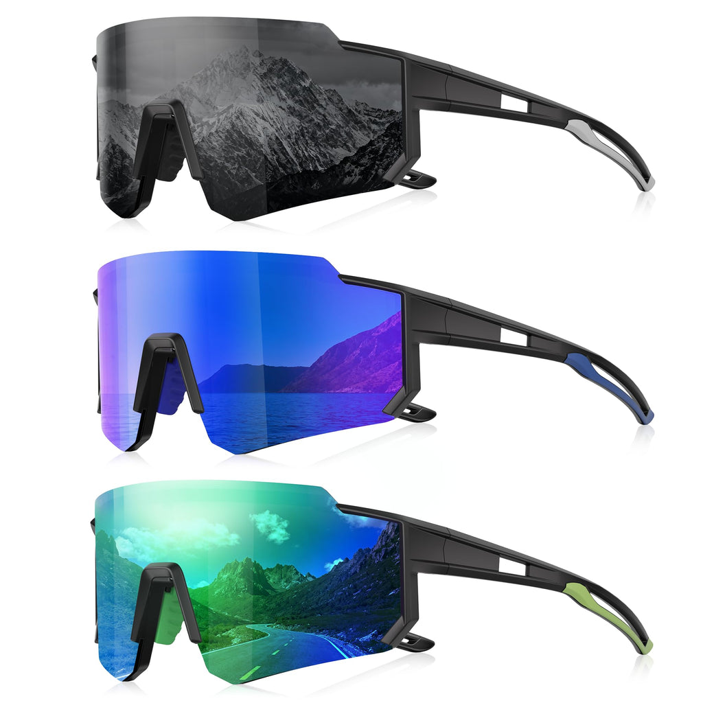 Polarized Sport Sunglasses for Men and Women, Lightweight TR90 Sun Glasses with UV Protection for Cycling Running