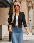 GRACE KARIN Women Cardigan Sweaters Lightweight Knit Cropped Cardigans Trendy 3/4 Sleeve Shrug Bolero S-3XL