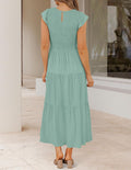 ZESICA Women's 2026 Summer Casual Flutter Short Sleeve Smocked Midi Dress
