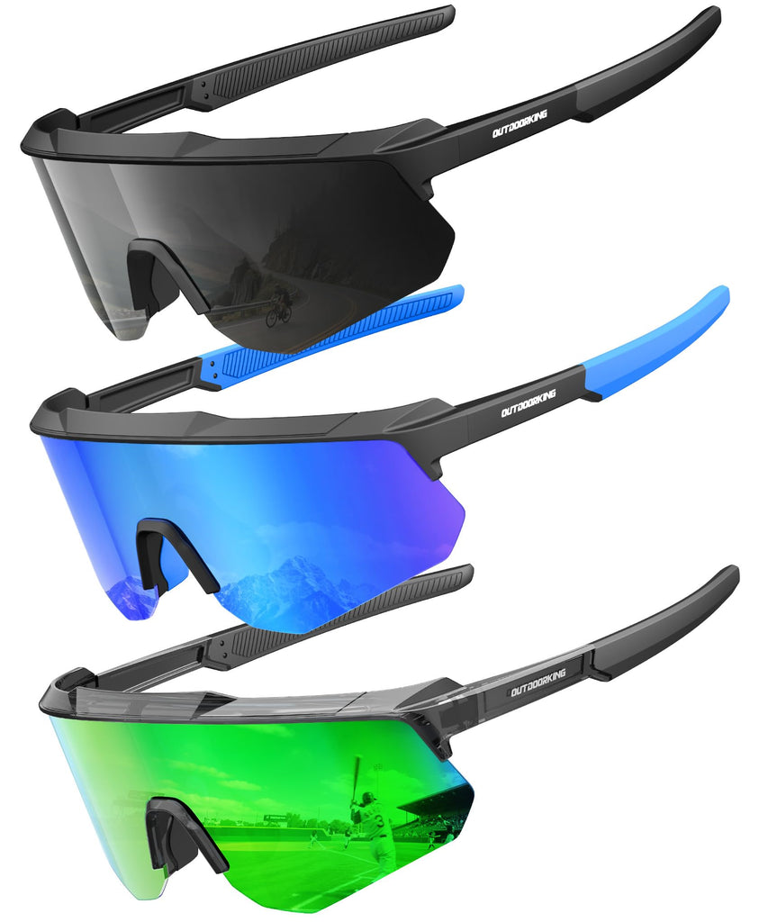 Polarized Sports Sunglasses for Men Women, UV400 Protection Mens Sunglasses Wrap Around Sun Glasses for Cycling Running