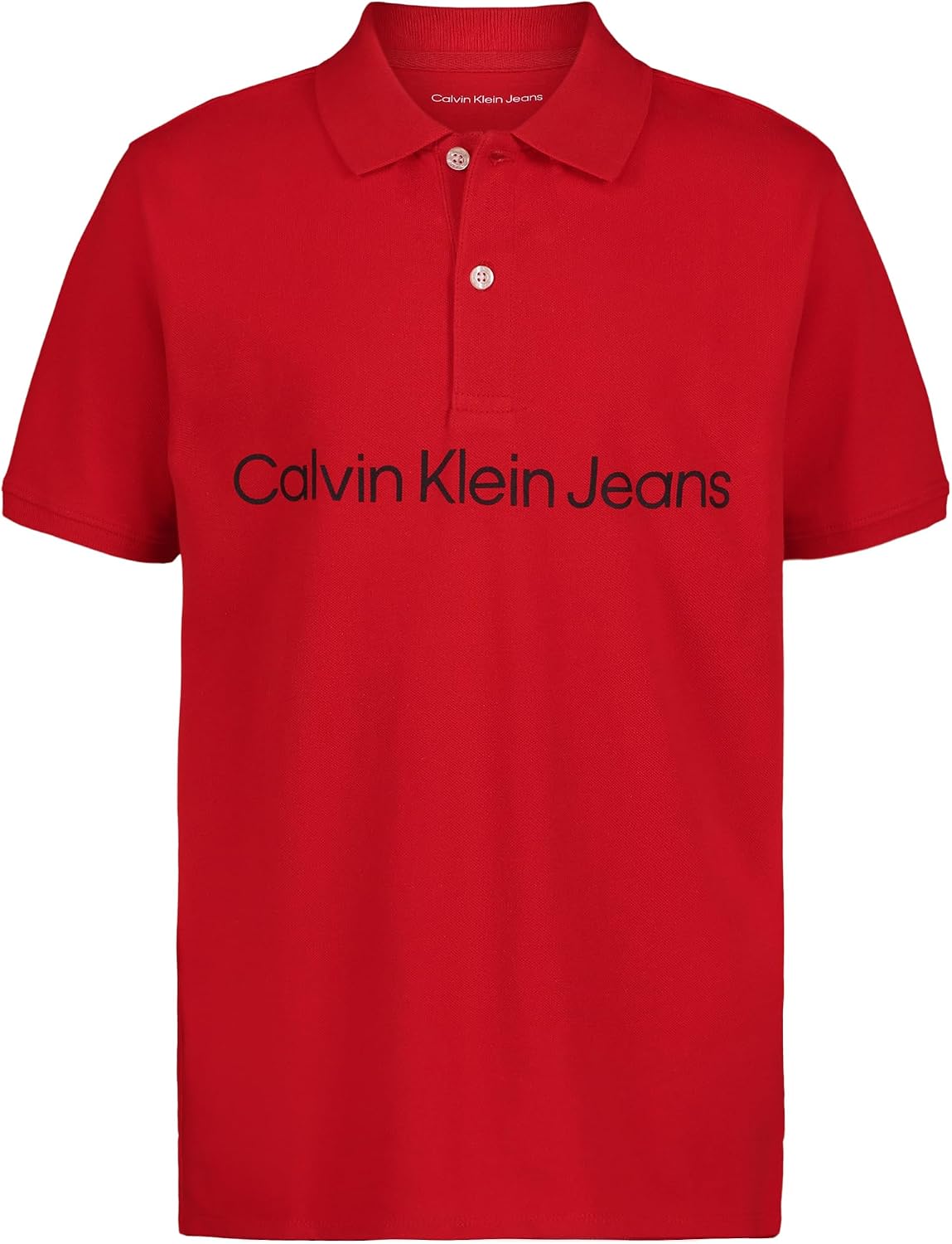 Calvin Klein Boys Short Sleeve Micro Pique Solid Polo, Button Closure, Soft & Comfortable