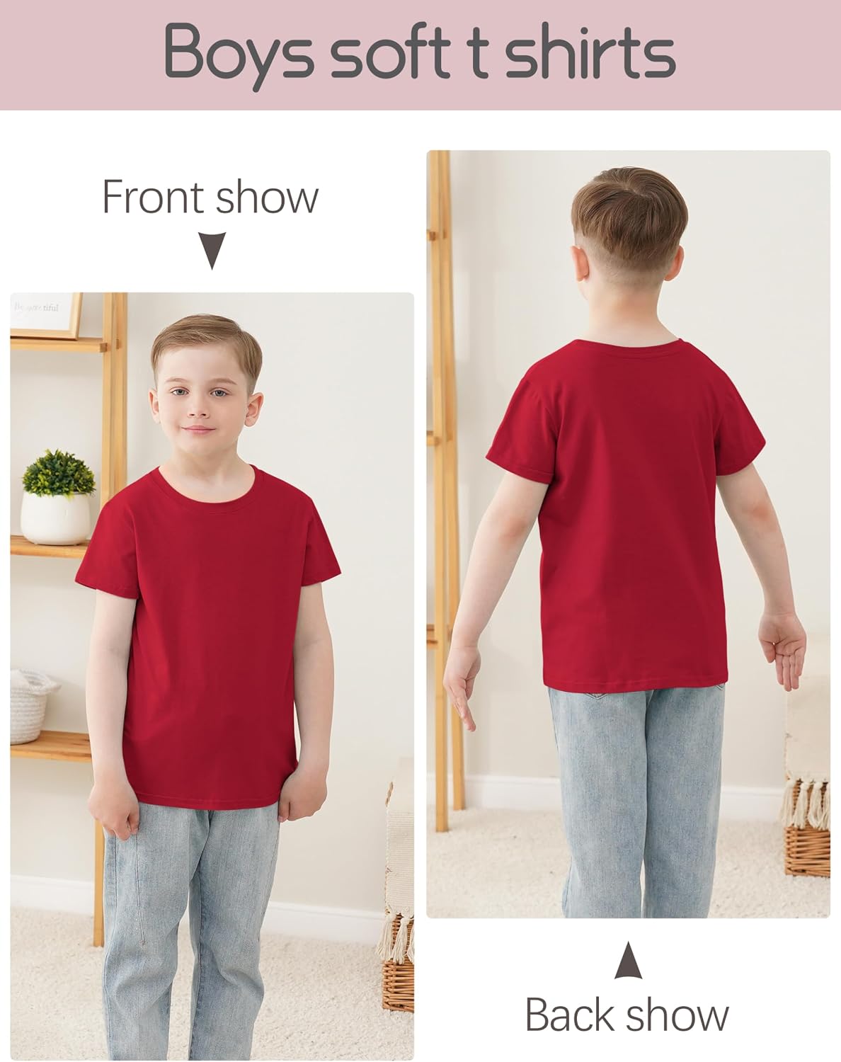 5 Pack Boys Shirts Short Sleeve T-Shirts Cotton Tshirts Toddler Clothes