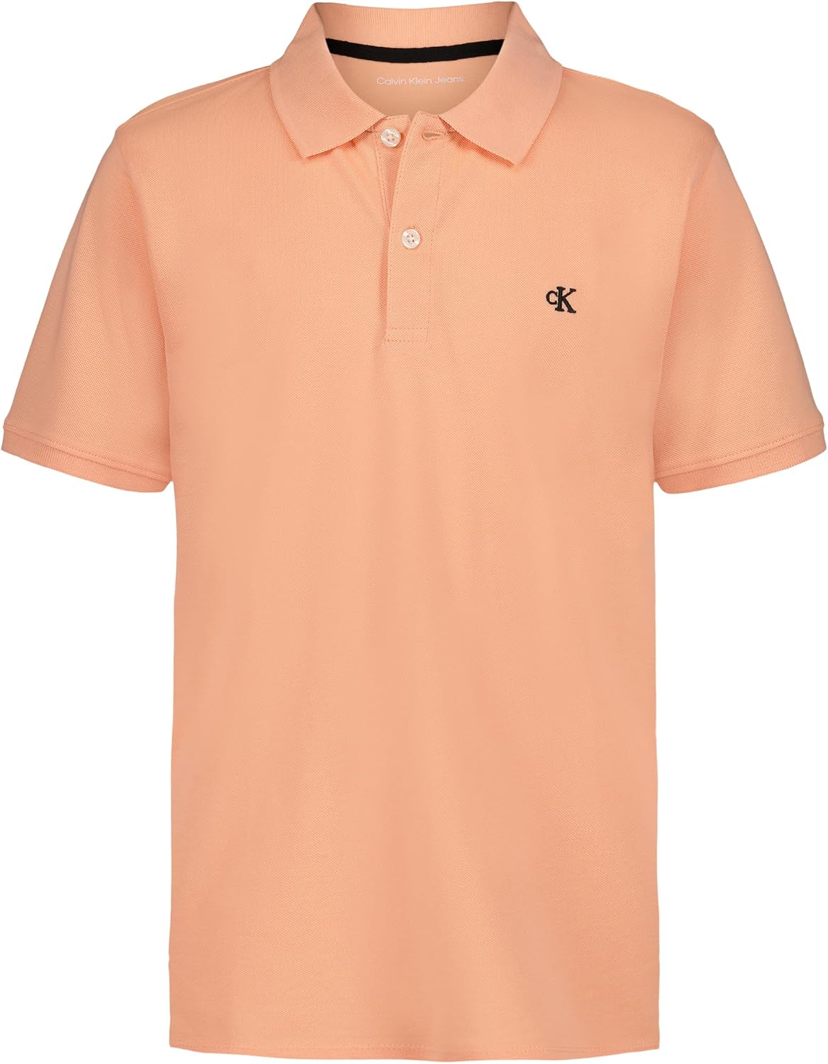Calvin Klein Boys Short Sleeve Micro Pique Solid Polo, Button Closure, Soft & Comfortable