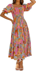 ZESICA Womens 2026 Summer Boho Floral Ruffle Maxi Dress