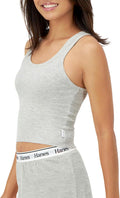 Hanes Women's Originals Rib Crop Tank Top 2-Pack, Comfywear Stretch Cotton Cropped Top