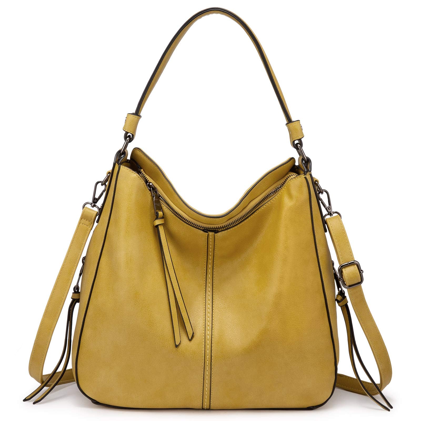 Realer Hobo Crossbody Bags for Women Designer Faux Leather Hobo Handbags Retro Large Size Shoulder Bag Bucket Purse
