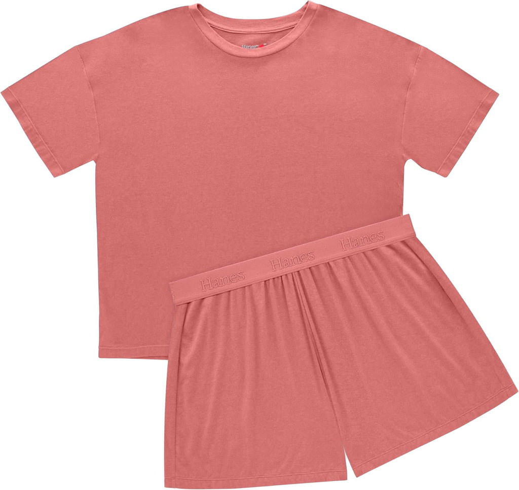 Hanes Women's Pajamas Set, Comfywear Pajamas for Women Set, Originals SupertSoft Loungewear, T-Shirt & Sleep Shorts