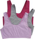 Hanes Women's Pack, Cotton Scoopneck Bralette, Low-Impact Sports Bra, 3-Pack