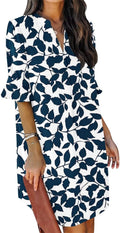 QACOHU women's elegant V neck short sleeve summer dress