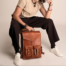 Load image into Gallery viewer, Vintage Leather Backpack Rucksack