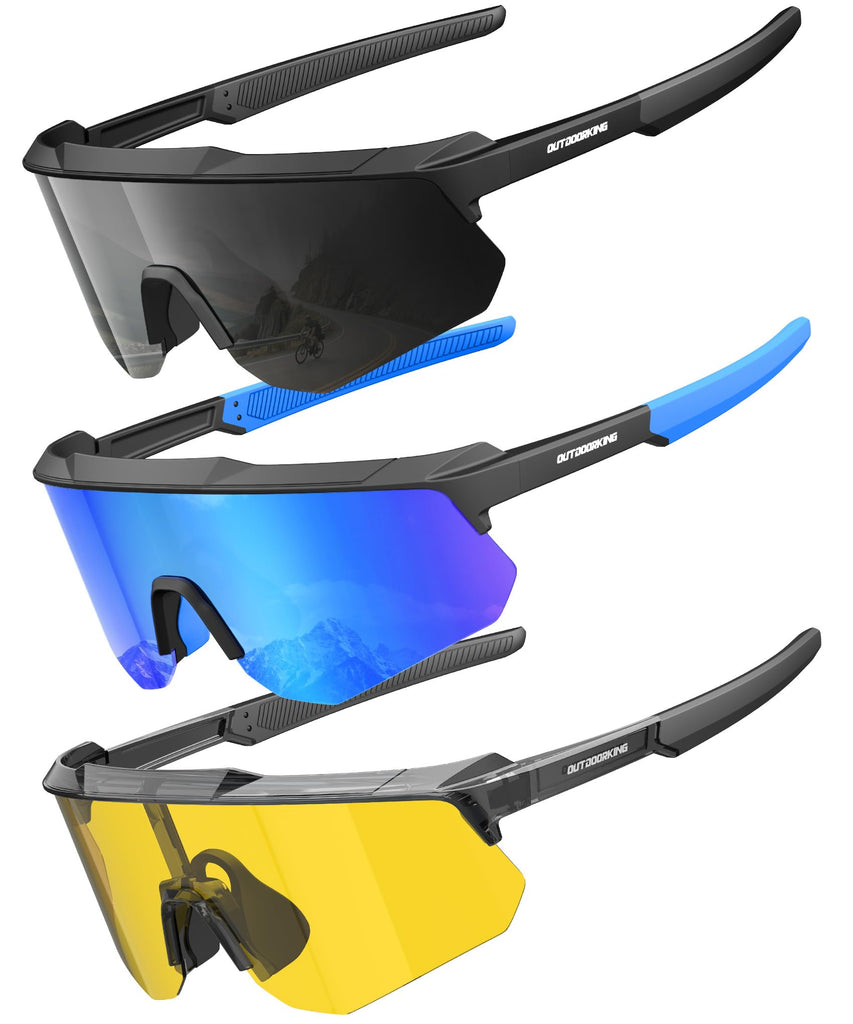 Polarized Sports Sunglasses for Men Women, UV400 Protection Mens Sunglasses Wrap Around Sun Glasses for Cycling Running