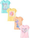 The Children's Place Girls' Trends,Icons Short Sleeve Graphic T-Shirts,4 Pack