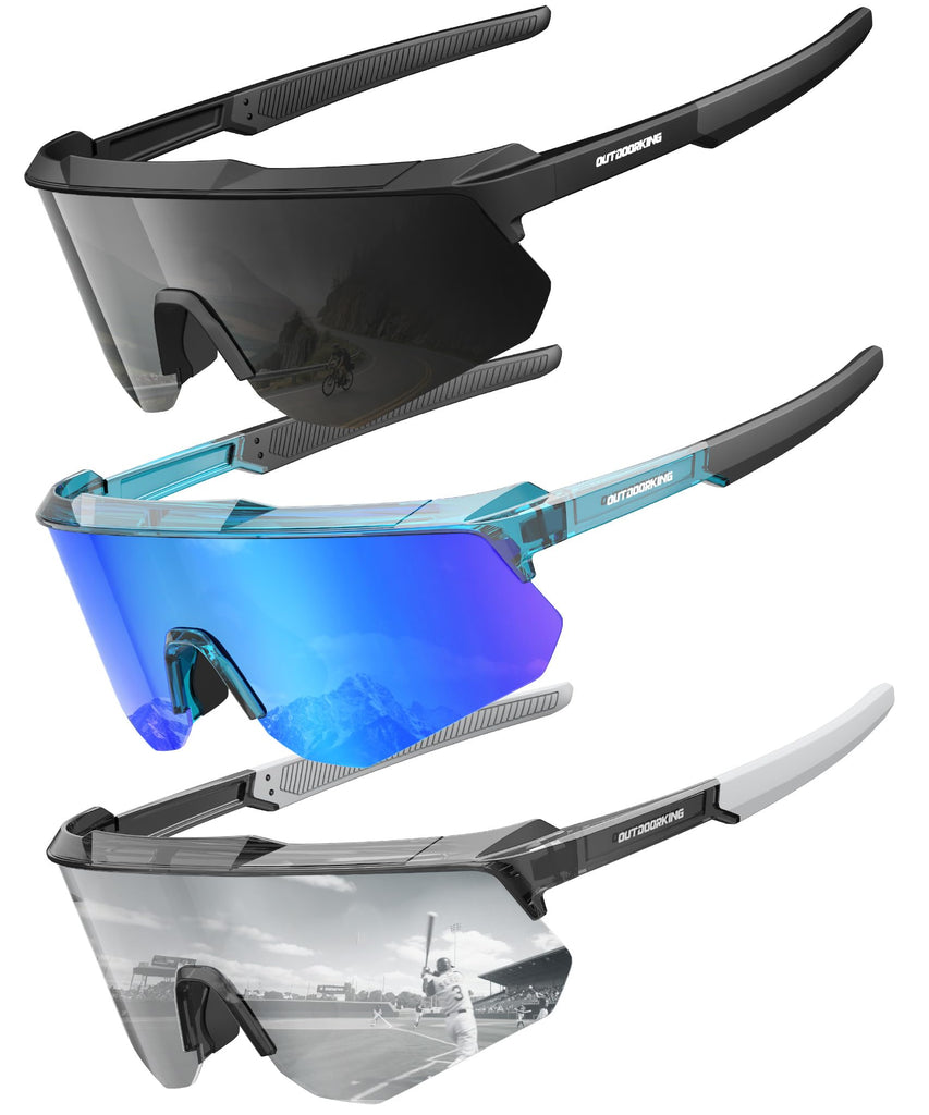 Polarized Sports Sunglasses for Men Women, UV400 Protection Mens Sunglasses Wrap Around Sun Glasses for Cycling Running
