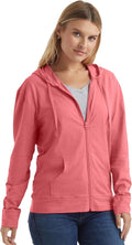 Hanes Women's Lightweight Full Zip Hoodie, Textured Cotton Zip Up, T-Shirt Hoodie