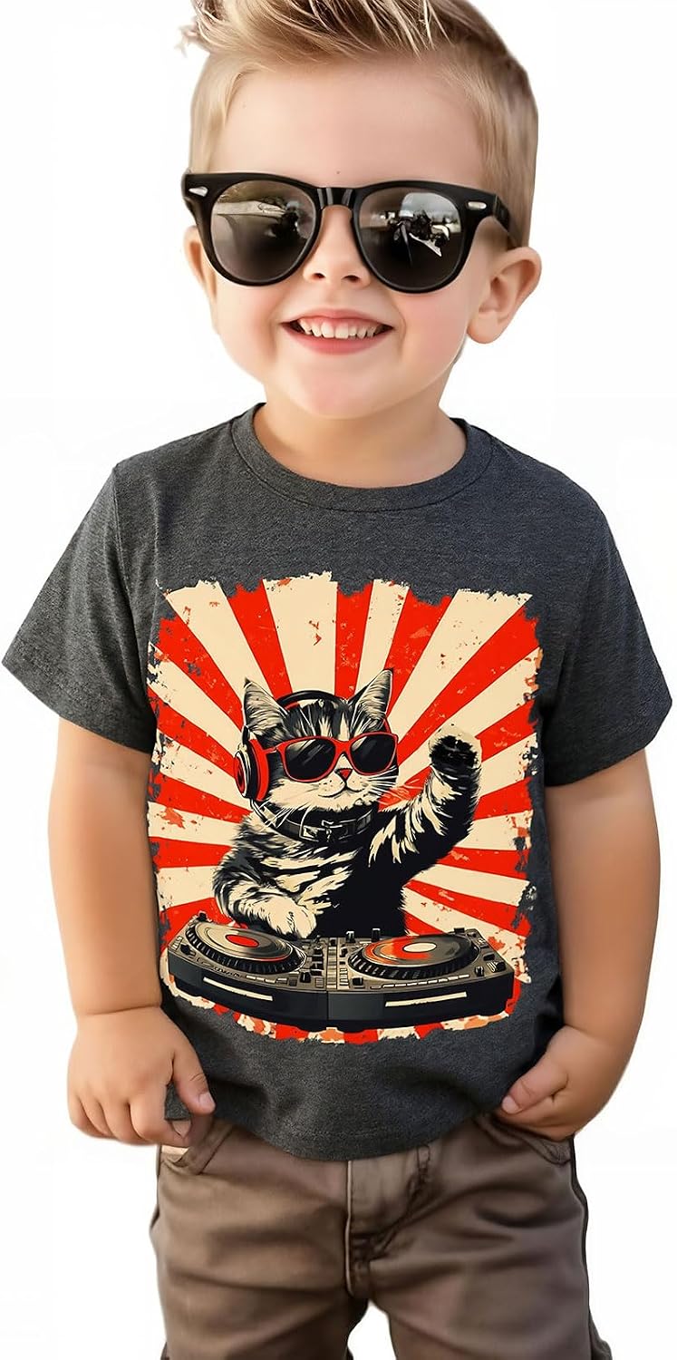 Lovekider Boys Graphic T-Shirt, Cotton Short Sleeve Shirt for Kid Ages 3-8