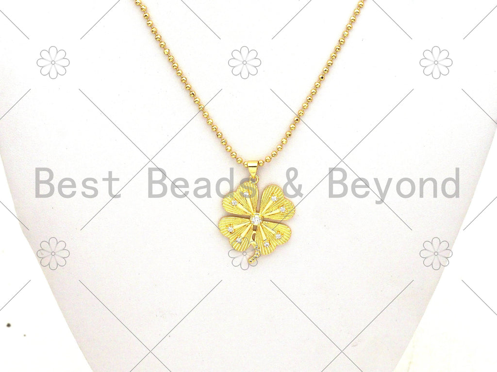 CZ Micro Pave Clover Shamrock Shape Pendant/Charm, Sku#LK374