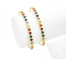 Load image into Gallery viewer, Rainbow CZ Heart Bracelet,Sku#LD364