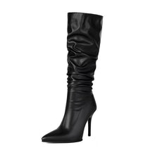 Load image into Gallery viewer, Women's Glossy Patent Leather Over-the-Knee Boots – Chunky Stiletto Heel, Side Zipper, Pointed Toe
