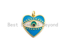 Load image into Gallery viewer, Pave CZ Enamel Heart With Evil Eye Pendant, Enamel Pendant,Enamel Heart Pendant, Oil Drop jewelry Findings,19x20mm,sku#F933
