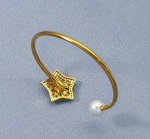 Load image into Gallery viewer, CZ Star Pearl Cuff Bracelet, Sku#B206