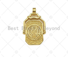 Load image into Gallery viewer, 18K Dainty Gold Medallion Pendant/Charm,2 Sided Rotating Charm, Necklace Bracelet Charm Pendant,22x36mm, Sku#LK250
