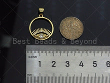 Load image into Gallery viewer, 18k Dainty Gold Evil Eye With Long Eyelash On Round Ring Shape Charms, Dainty Charms,Round Ring Necklace Charms, 18x20mm, Sku#LK173