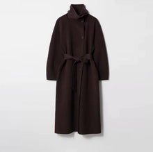 Load image into Gallery viewer, Retro Solid Stand Collar Long Tweed Coat Women