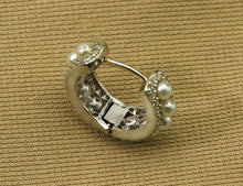 Load image into Gallery viewer, CZ Pearl Huggie Earrings, Sku#B177