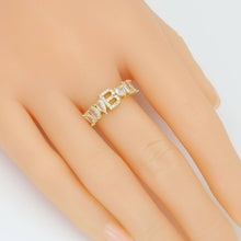 Load image into Gallery viewer, CZ Teardrp Heart Crystal Initial Ring, Alphabet CZ Adjustable Ring, Sku#A362