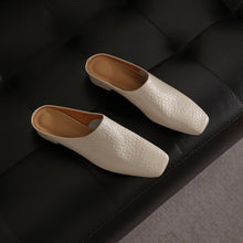 Load image into Gallery viewer, Women's Square Toe Cowhide Mules | Low Block Heel Slip-On Backless Shoes