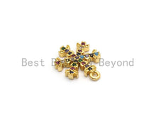 Load image into Gallery viewer, Multi Color CZ Micro Pave Snowflake Charm,Snowflake Shaped Pave Pendant, Gold plated, 14x11mm, Sku#B107