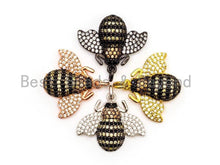 Load image into Gallery viewer, BEE Inspired Charm, CZ Micro Pave Inspired insect Charm, Pave Bug Charm, Gold/Rose Gold/Silver/Black, 19x22x5mm,SKU#F435