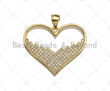 Load image into Gallery viewer, 18K Gold Large Heart Shape Pendant,Heart Charm, Heart Pave Pendant, Gold plated, 21mm, Sku#LK55