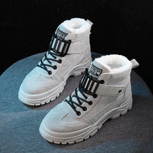 Load image into Gallery viewer, Women's Waterproof Platform High-Top Sneakers | Leather Stitching Plush Lining