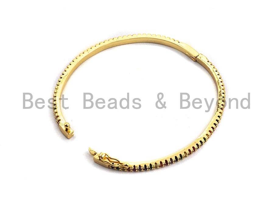 Colorful CZ Thin Bangle Bracelet, Sku#X41