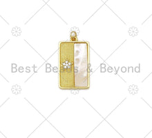 Load image into Gallery viewer, Gold Star Moon Sun with Mother of Pearl On Rectangle Shape Pendant,18K Gold Filled MOP Charm,Necklace Bracelet Pendant,13x22mm,Sku#LK396