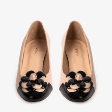 Load image into Gallery viewer, The Diva Beige Leather Cap Toe Block Heel Pump Women Shoe