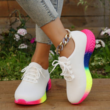 Load image into Gallery viewer, Women's Lace-Up Mesh Sneakers | Rainbow Sole Breathable Running Shoes