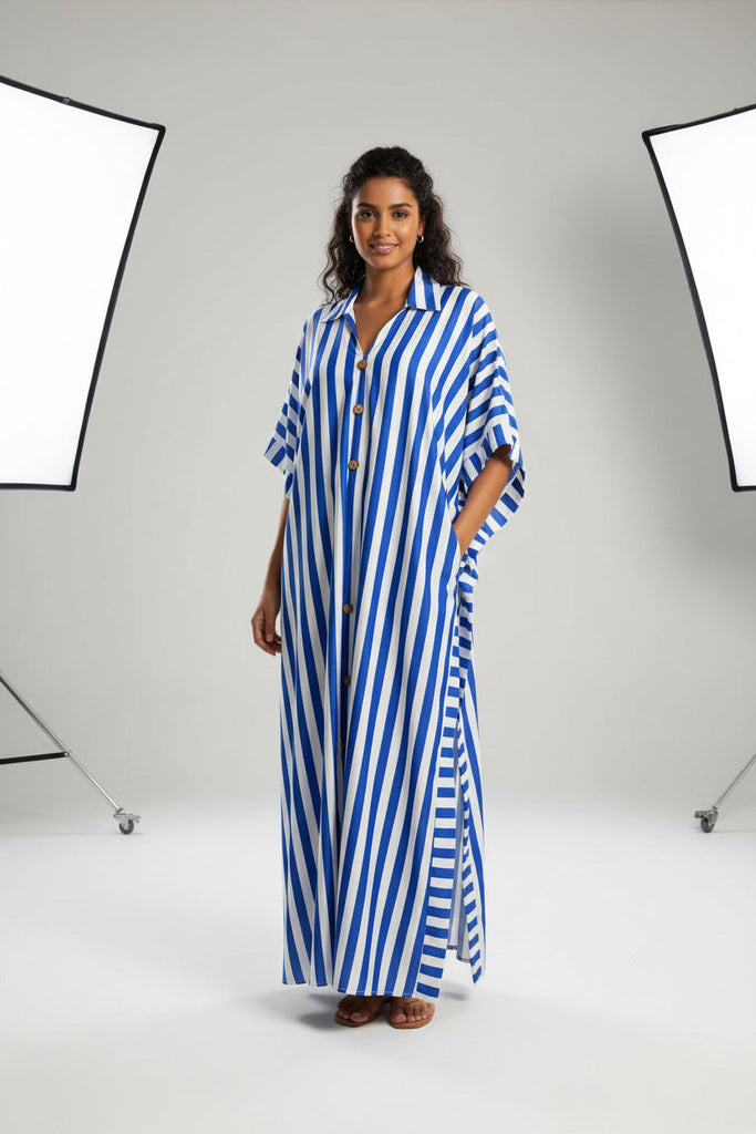 African-Inspired Striped Loose Long Dress | One Size 5 Colors