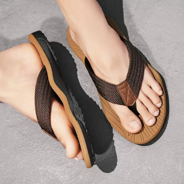 Men's Minimalist Casual Slippers - Breathable Flat Heel Webbing Slides