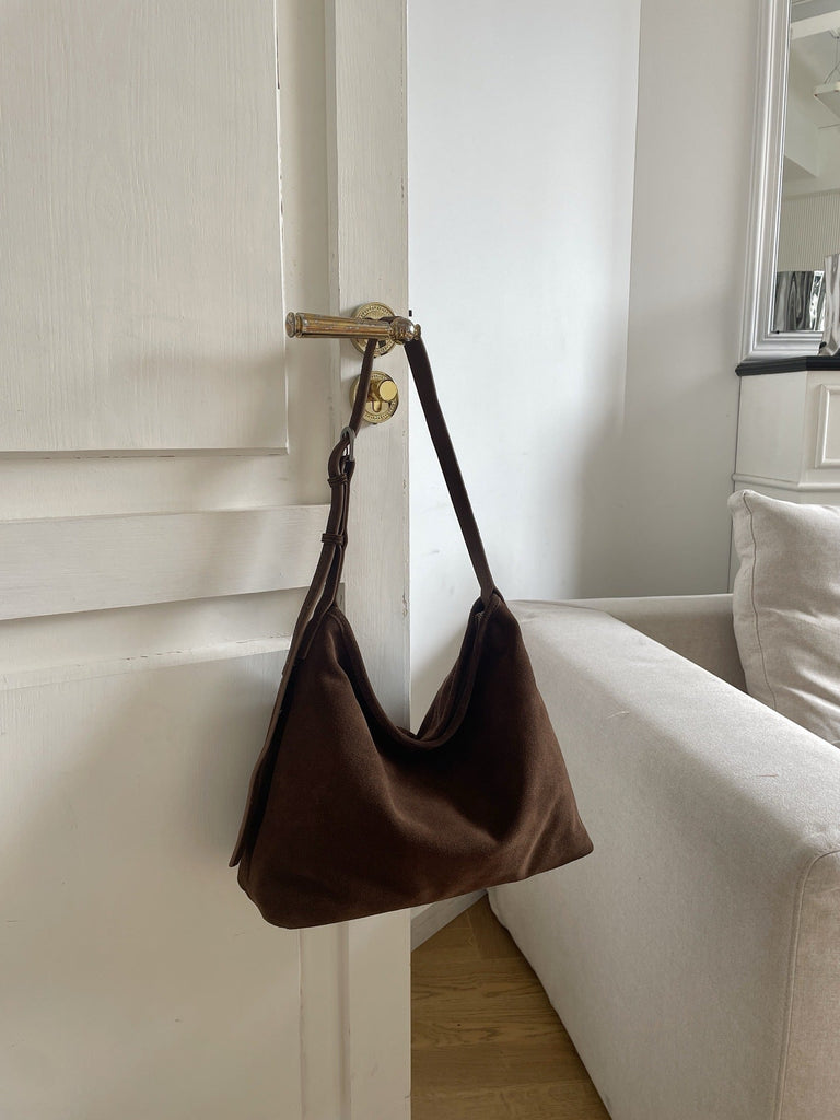 Matte Cowhide Leather Shoulder Bag – Women's Commuter Crossbody Tote | Genuine Leather Handbag