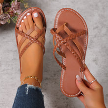 Load image into Gallery viewer, Women's Cross-Woven Thong Sandals | Lightweight PU Flat Slides